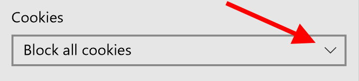 Cookies section in Edge