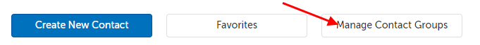 Arrow pointing at "Manage Contact Groups" button