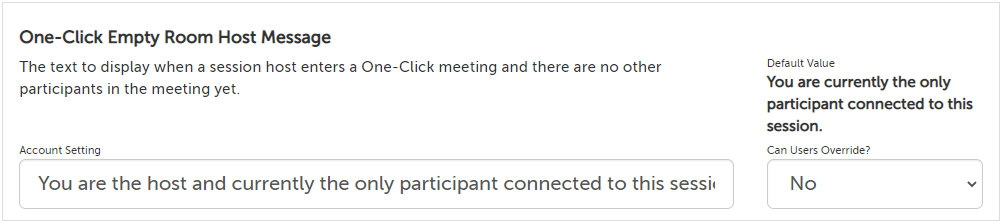 One-Click Empty Room Host Message setting
